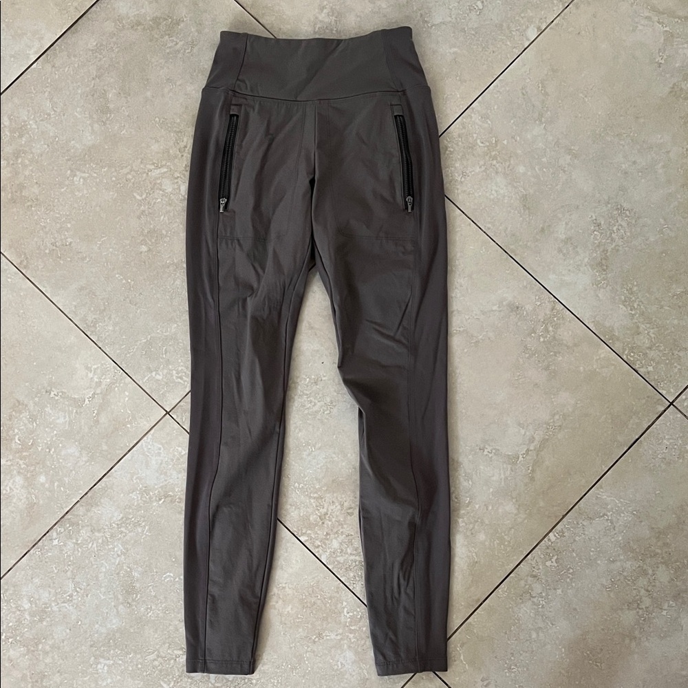 ATHELTA Dark Gray High-Waisted Leggings with Zipper Size 0